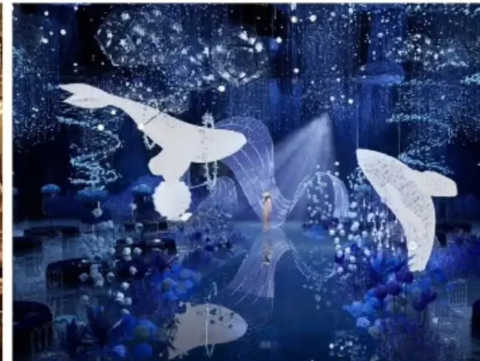 Immersive event space with aquatic visuals