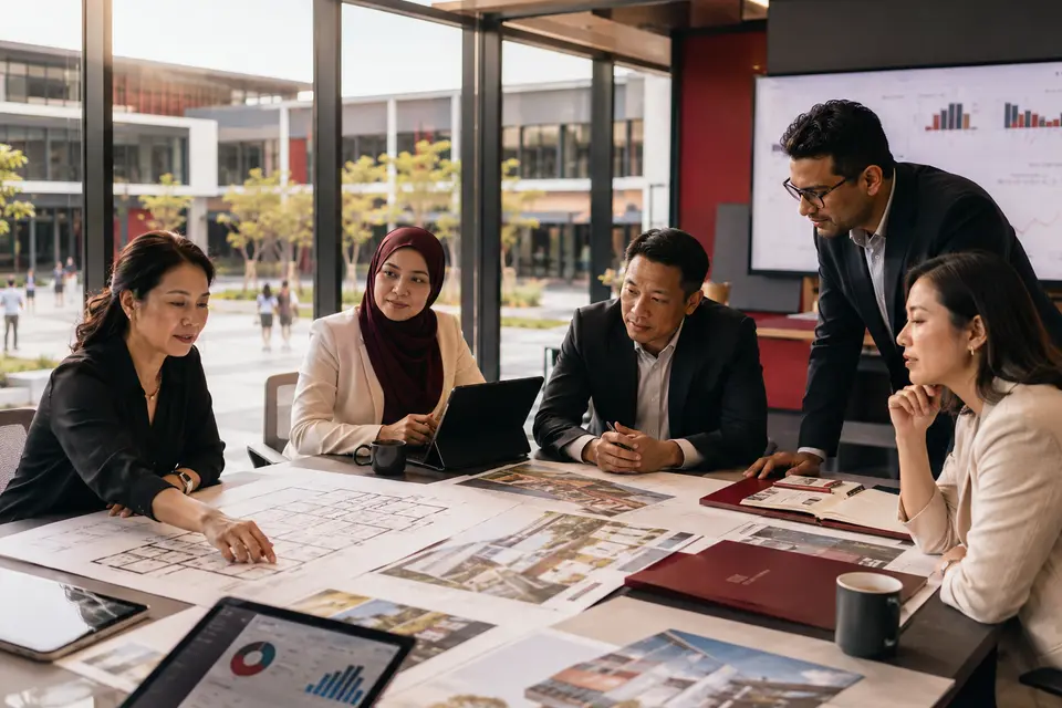 A team planning an education development together