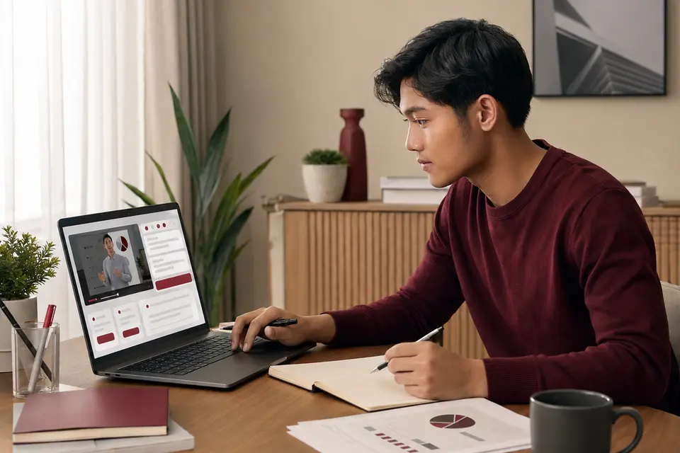 A PORTMAN Online College learner joining an online lesson